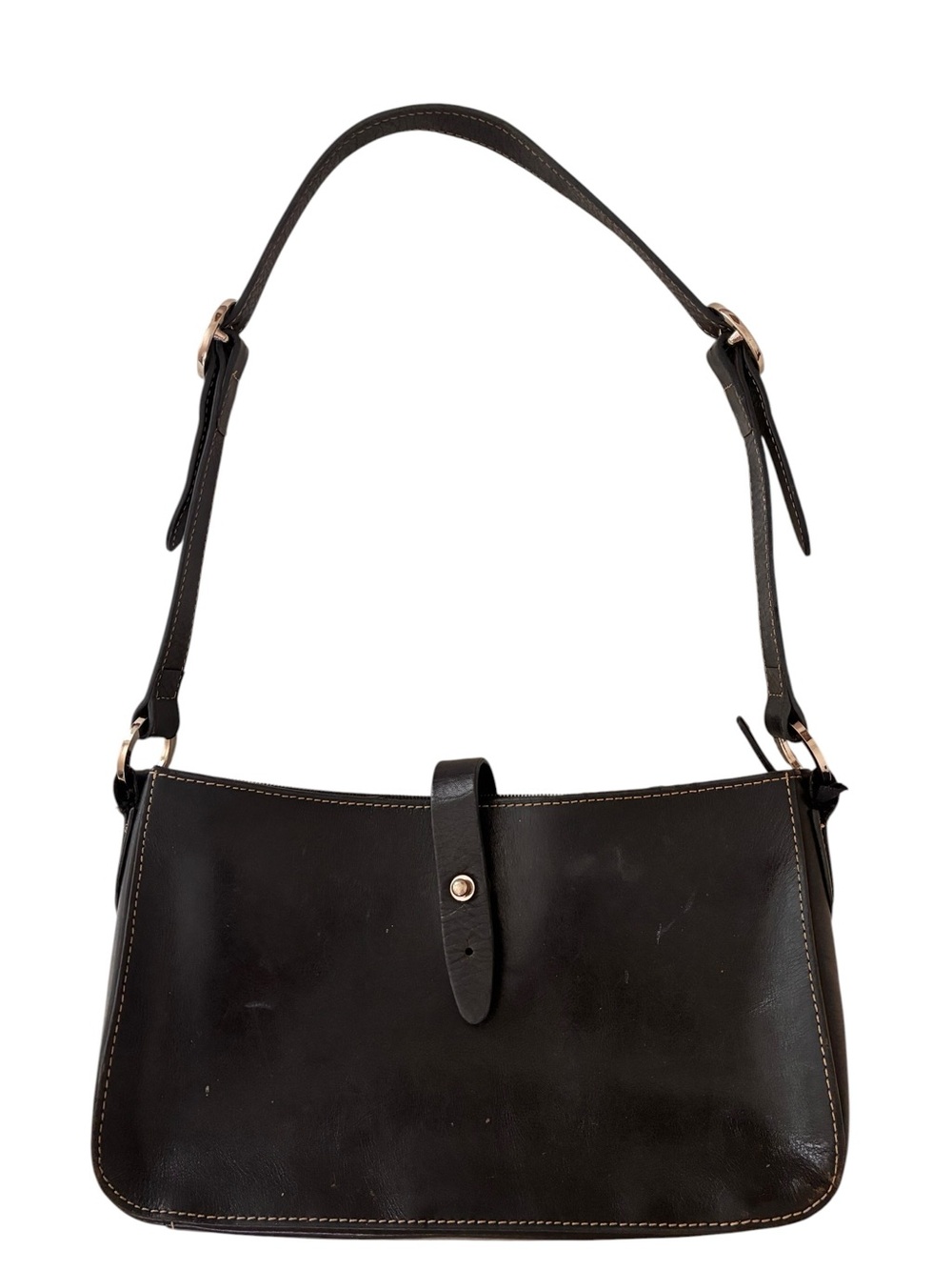 Valerie Stevens | Y2K 2000’s leather black small structured shoulder bag